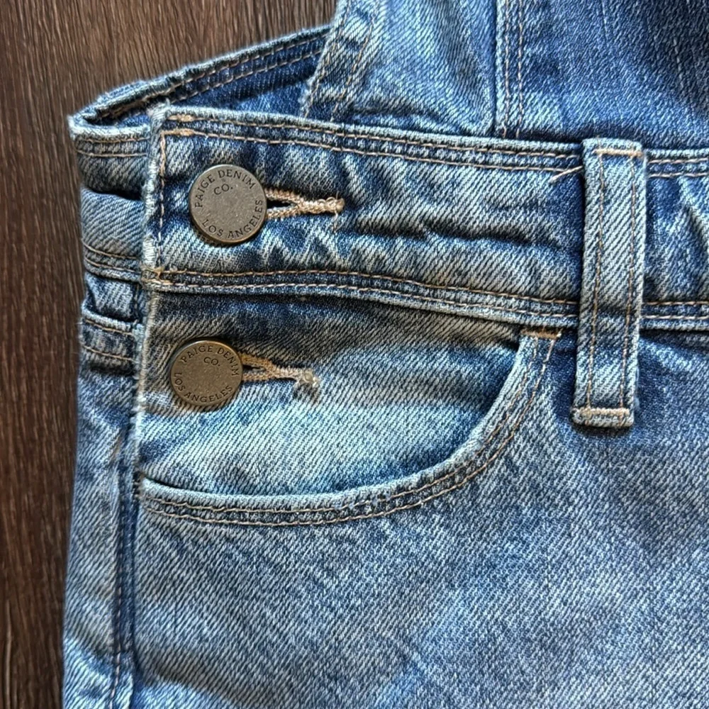 Anthropologie PAIGE Sierra High Rise Denim Overalls Distressed